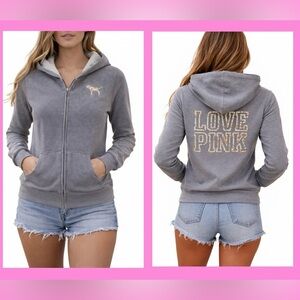 Y2K vintage PINK Victoria's Secret Gray Zip-Up Hoodie